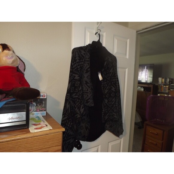 Patagonia Wool Aztec Western Open Front Asymmetrical Wrap Cardigan Sweater Large - Picture 1 of 3